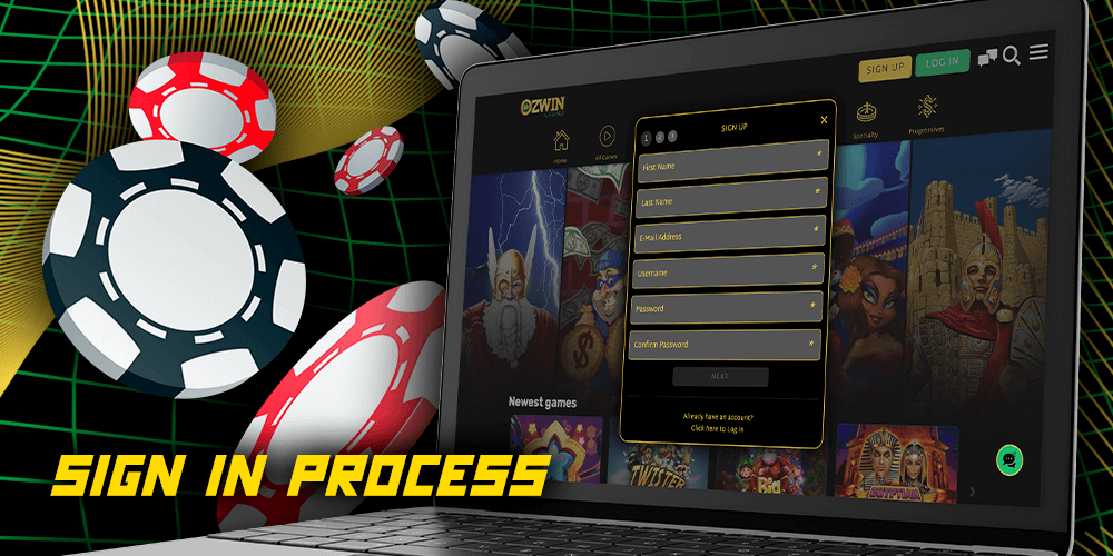 Sign In Process at Ozwin Casino