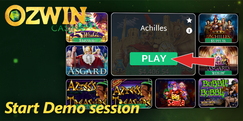 Start your demo session at Ozwin casino with virtual $1000